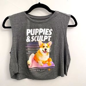 CorePower yoga and puppies crop top